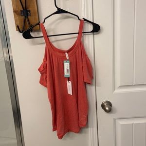 Coral cold shoulder T-shirt